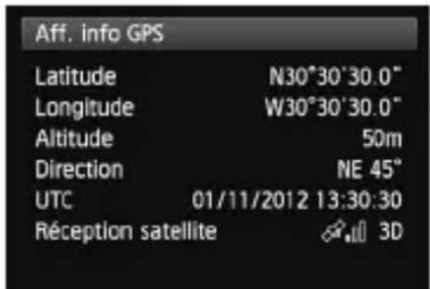 CANON GP-E2 - Sélectionnez [Aff. info GPS]. - 2