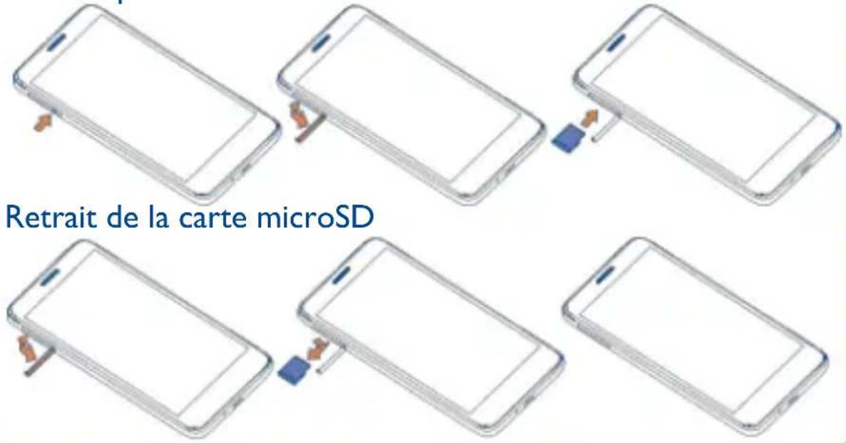 ALCATEL One Touch Idol 6030 - Installer et retirer la carte microSD ^(1) - 1
