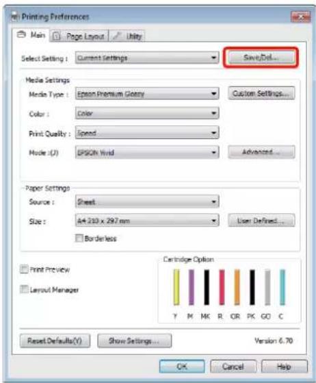 EPSON Stylus Photo R2000 - Enregistrement de divers paramètres en tant que paramètres de sélection - 3