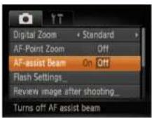CANON Ixus 140 - Deactivating the AF Assist Beam - 1