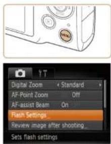 Digital Zoom AF-Point Zoom AF-assist Beam Flash Settings Review image after shooting Sets flash settings