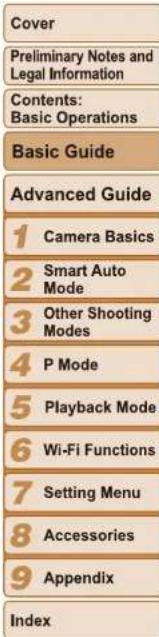 Cover Preliminary Notes and Legal Information Contents: Basic Operations Basic Guide Advanced Guide 1 Camera Basics 2 Smart Auto Mode 3 Other Shooting Modes 4 P Mode 5 Playback Mode 6 Wi-Fi Functions 7 Setting Menu 8 Accessories 9 Appendix Index