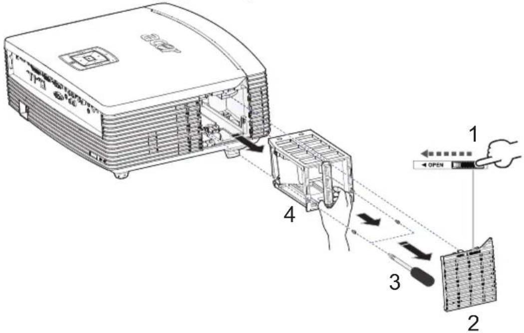 ACER P7500 - Replacing the Lamp - 2