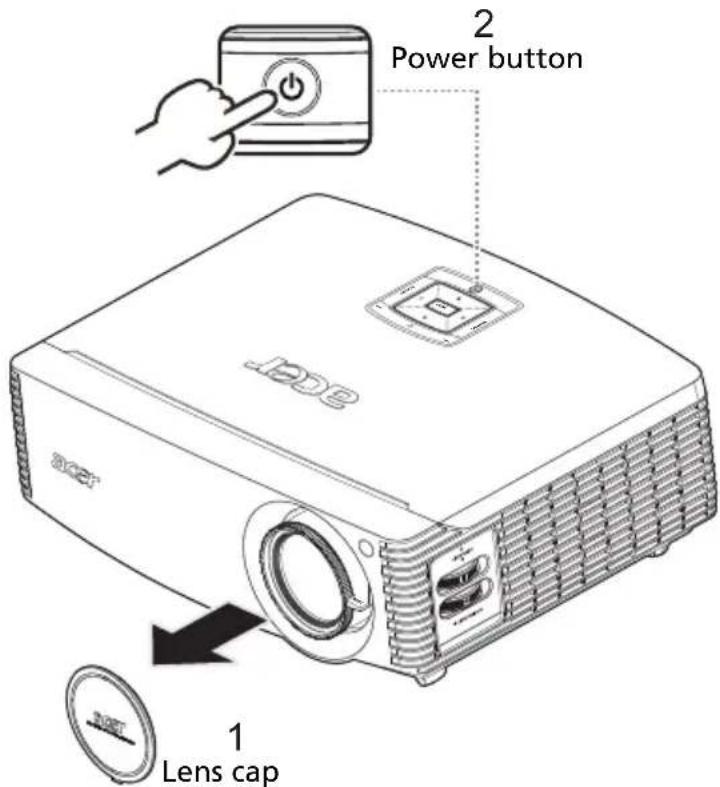 ACER P7500 - Turning on the Projector - 1