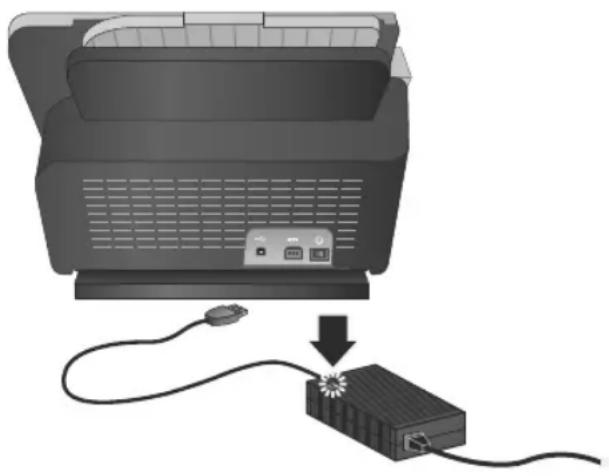 HP ScanJet Enterprise 9000 - Conectar a fonte de alimentação - 1