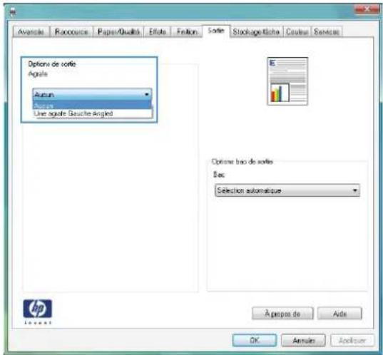 HP LaserJet Enterprise CM4540 MFP - Sélection des options d'agrafage sous Windows - 4
