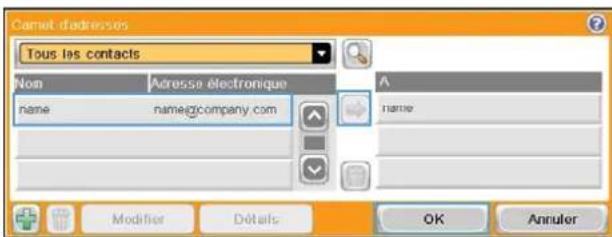 HP LaserJet Enterprise CM4540 MFP - Envoi d'un document vers une adresse électronique à l'aide du carnet d'adresses - 4