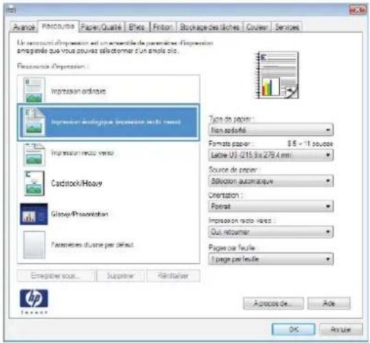 HP LaserJet Enterprise CM4540 MFP - Utilisation d'un raccourci d'impression avec Windows - 4