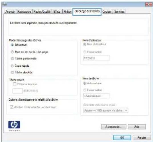 HP LaserJet Enterprise CM4540 MFP - Création d'une tâche en mémoire sous Windows - 3