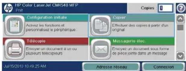 HP LaserJet Enterprise CM4540 MFP - Définition de la taille et du type de papier pour copie sur papier spécial - 1