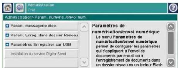 HP LaserJet Enterprise CM4540 MFP - Modification des paramètres de numérisation/envoi par défaut à partir du panneau de commande - 3
