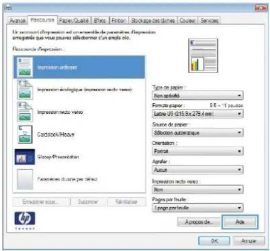 HP LaserJet Enterprise CM4540 MFP - Aide sur les options d'impression avec Windows - 1
