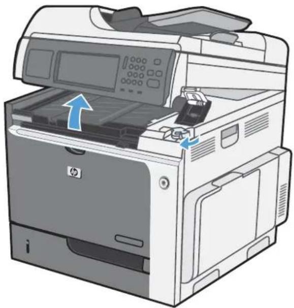 HP LaserJet Enterprise CM4540 MFP - Suppression des bourrages sous le capot supérieur - 1