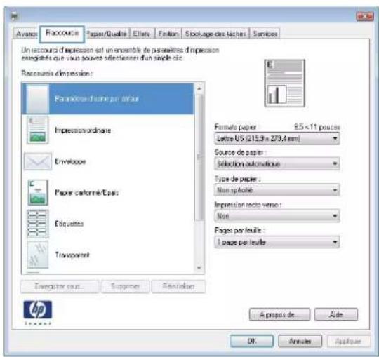 HP LaserJet Enterprise 500 MFP M525 - Créer des raccourcis d'impression (Windows) - 2