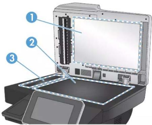 HP LaserJet Enterprise 500 MFP M525 - Vérification de la présence de saleté ou de traces sur la vitre du scanner - 2