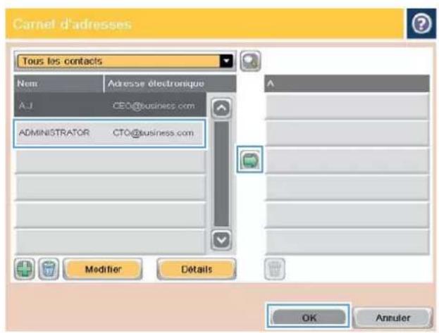HP LaserJet Enterprise 500 MFP M525 - Envoi d'un document vers une adresse électronique à l'aide du carnet d'adresses - 5