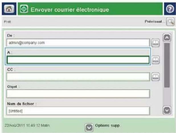 HP LaserJet Enterprise 500 MFP M525 - Envoi d'un document numérisé vers une ou plusieurs adresses électroniques - 2
