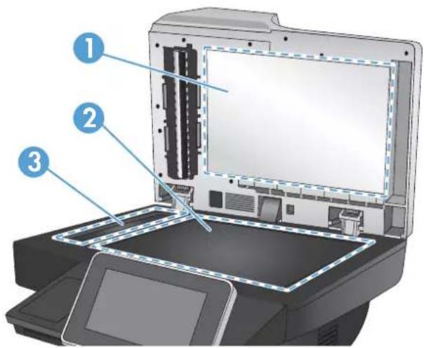 HP LaserJet Enterprise 500 MFP M525 - Vérification de la présence de saleté ou de traces sur la vitre du scanner - 3