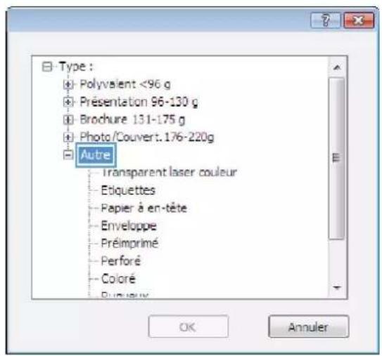 HP LaserJet Enterprise 500 MFP M525 - Sélectionner le type de papier (Windows) - 5
