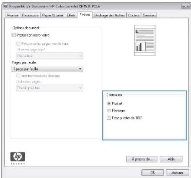 HP LaserJet Enterprise 500 MFP M525 - Sélectionner l'orientation de la page (Windows) - 3