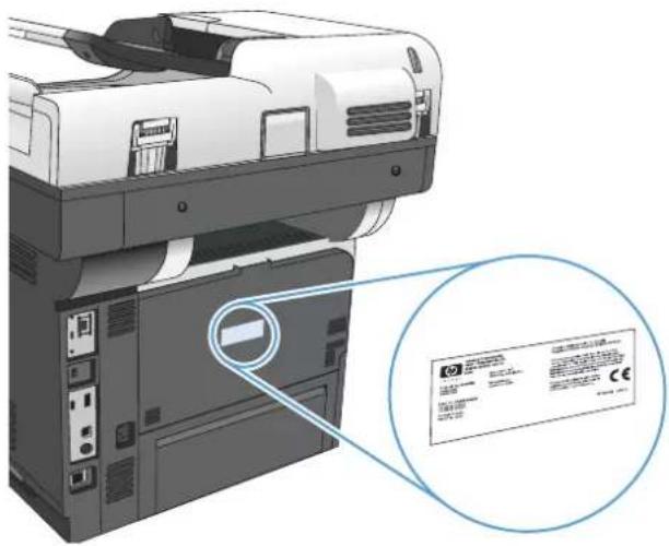 HP LaserJet Enterprise 500 MFP M525 - Emplacement des numéros de série et de modèle - 1