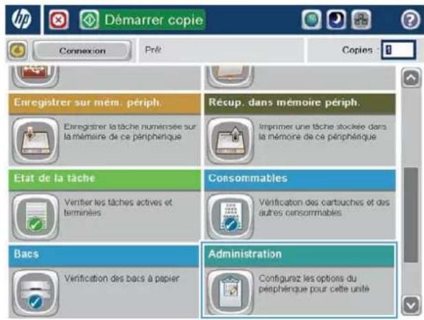 HP LaserJet Enterprise 500 MFP M525 - Modification des paramètres de numérisation/envoi par défaut à partir du panneau de commande - 1