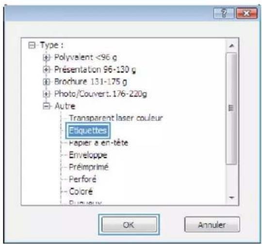 HP LaserJet Enterprise 500 MFP M525 - Sélectionner le type de papier (Windows) - 6