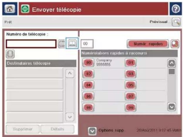 HP LaserJet Enterprise 500 MFP M525 - Envoyer une télécopie à partir des numéros du carnet d'adresses télécopie - 2