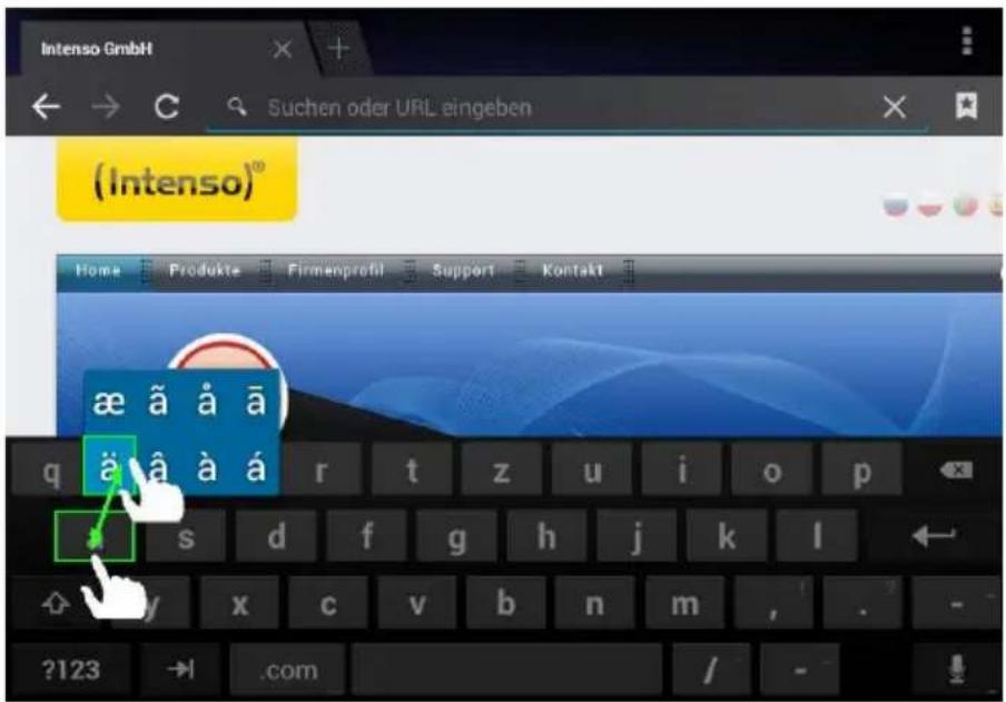 INTENSO TAB 724 - Ввод специальных знаков - 1