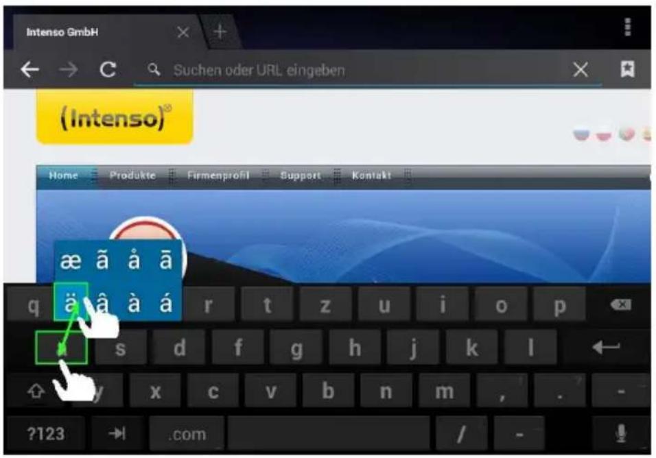 INTENSO TAB 724 - Wprowadzanie znaków specjalnych - 1