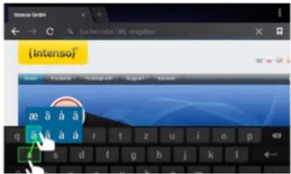 INTENSO TAB 724 - Saisie de caractères spéciaux - 1