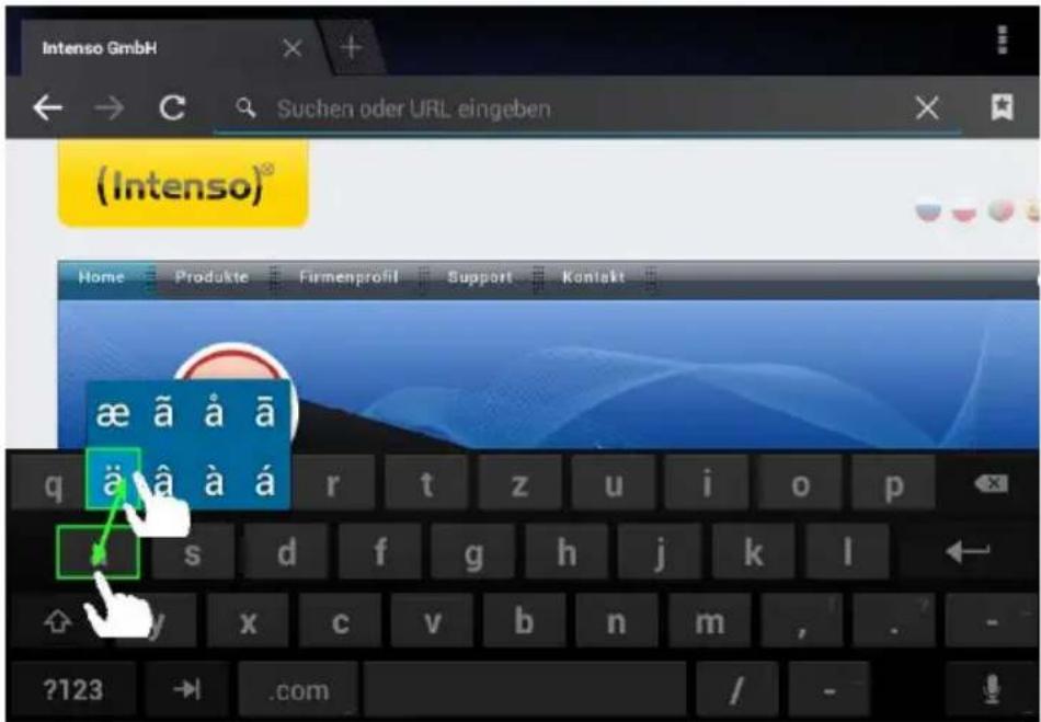 INTENSO TAB 714 - Wprowadzanie znaków specjalnych - 1
