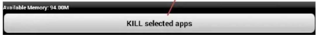 Available Memory: 94.00M KILL selected apps