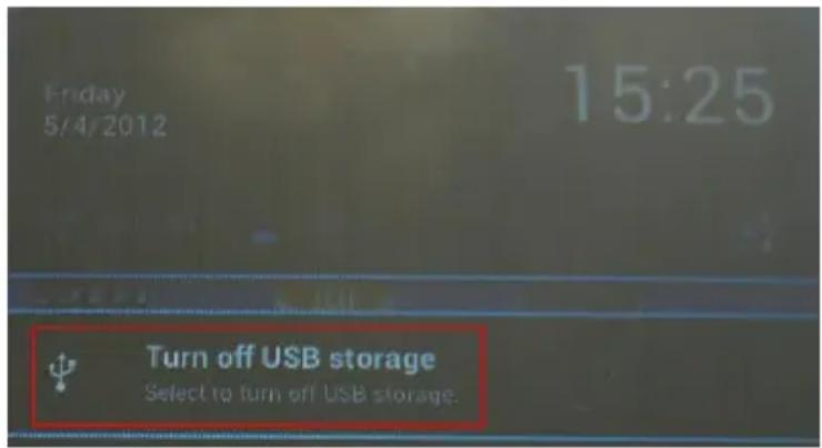 Friday 5/4/2012 15:25 Turn off USB storage Select to turn off USB storage.