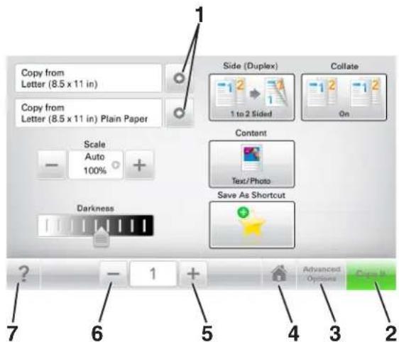 LEXMARK CX510de - Using the touch-screen buttons - 1