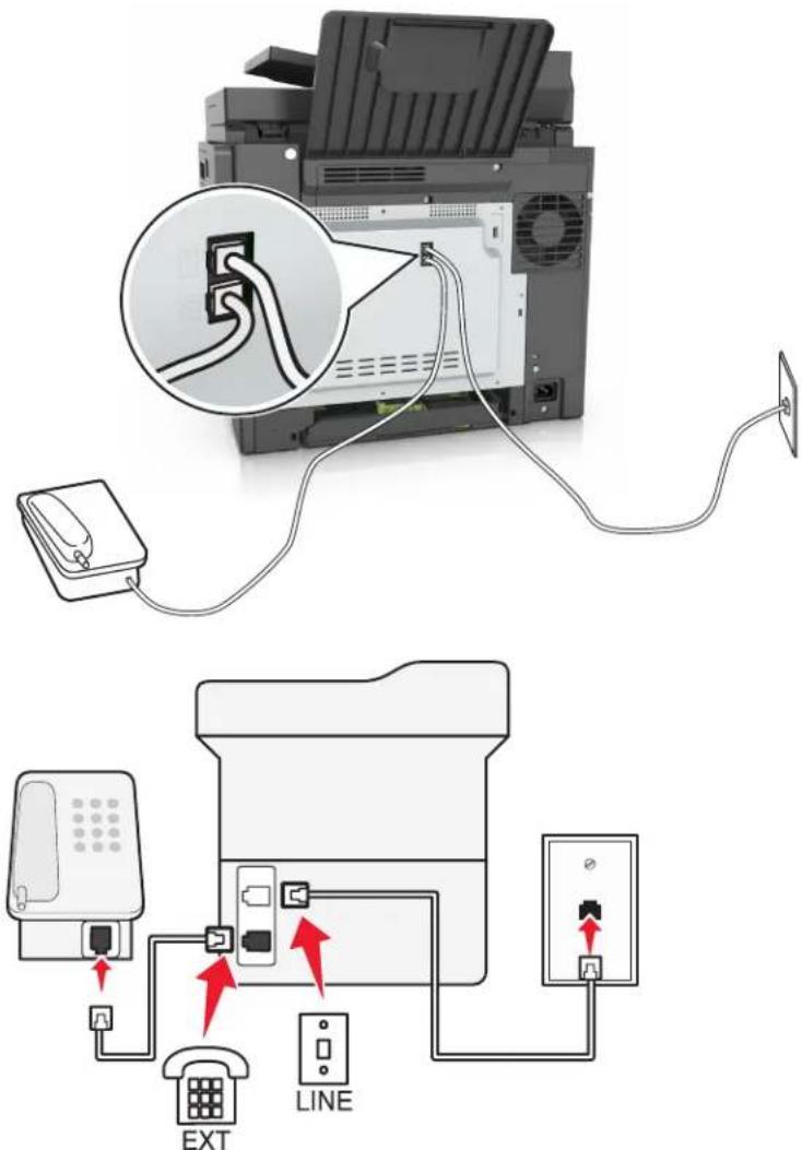 LEXMARK CX510de - Setup 2: Printer is connected to a wall jack; cable modem is installed elsewhere in the facility - 1