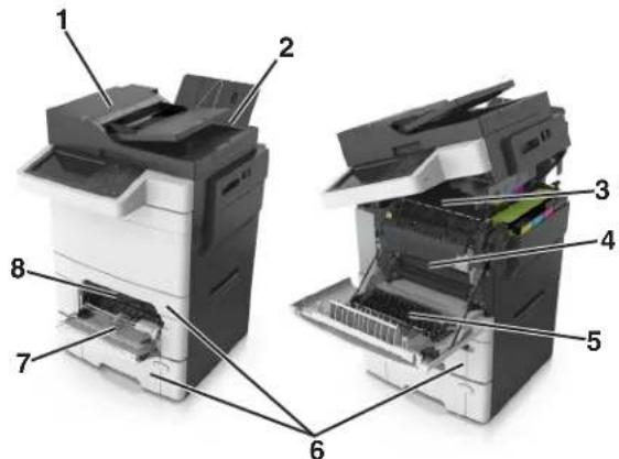 LEXMARK CX510de - Understanding jam messages and locations - 1
