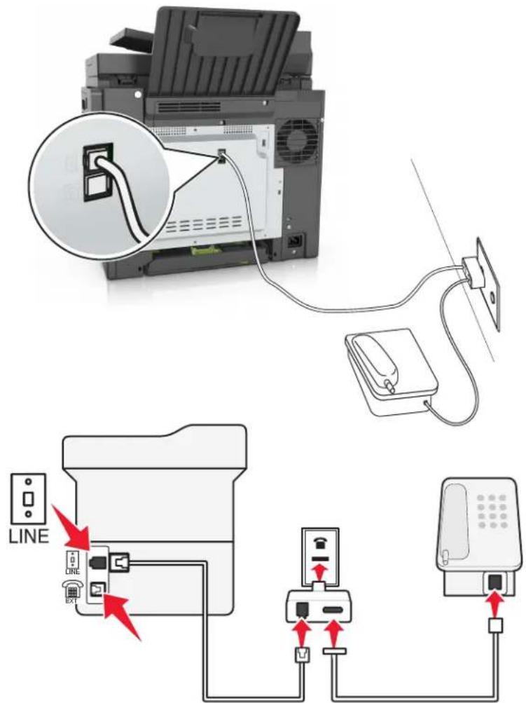 LEXMARK CX510de - Connecting the printer to a non-RJ-11 wall jack - 1
