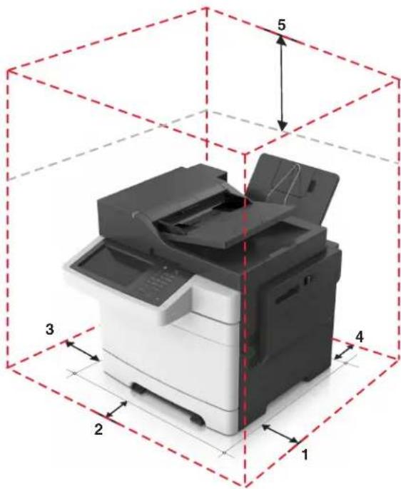 LEXMARK CX510de - Selecting a location for the printer - 2