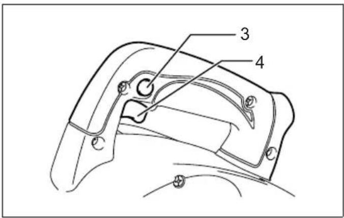 Technical diagram of a mechanical component with numbered parts labeled 3 and 4