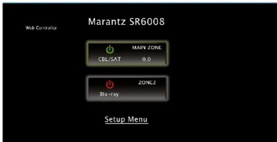 Web Controller Marantz SR6008 MAIN ZONE CBL/SAT 0.0 ZONE2 Blu-ray Setup Menu