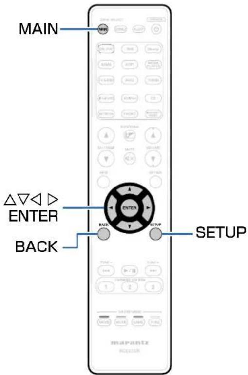 MAIN △▽◀ ▷ ENTER BACK SETUP MAPANTZ RASSIGN