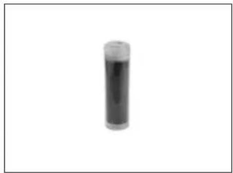 Simple black cylindrical object with a cap, isolated on white background (no text or symbols)