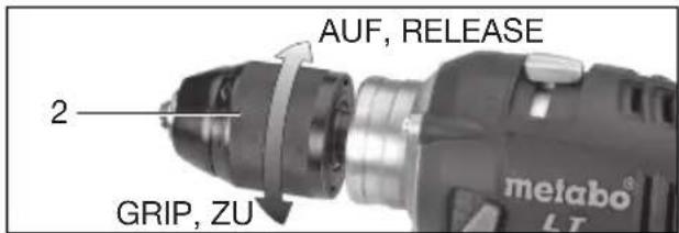 METABO BS 14.4 LT Quick - Pikaistukan avaaminen, kiristäminen - 1