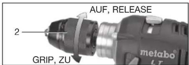 METABO BS 14.4 LT Quick - Abrir, fixar a bucha de aperto rápido. - 1