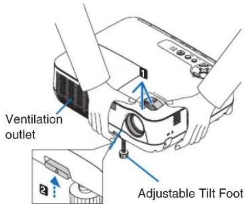 NEC V260X - Adjusting the left and right tilt of an image [Rear foot] - 1
