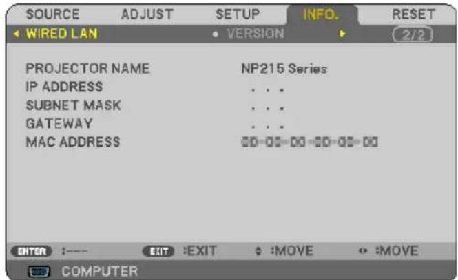 NEC V260X - ⑦ Menu Descriptions &amp; Functions [INFO.] - 3