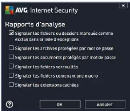 AVG Internet Security 2014 - Définir des rapports d'analyse supplémentaires... - 1