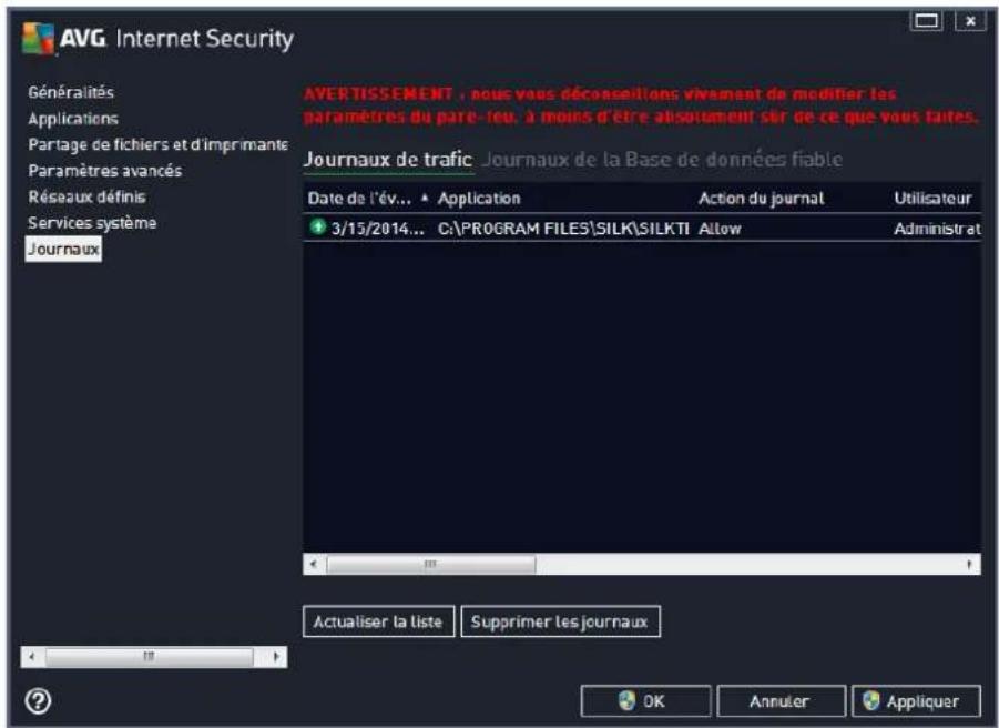 AVG Internet Security 2014 - Journal du Pare-feu - 1