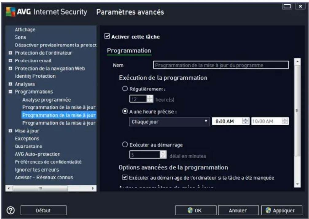 AVG Internet Security 2014 - Programmation de la mise à jour du programme - 1